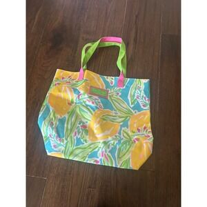 Lilly Pulitzer for Estee Lauder Canvas Tote Bag Floral Citrus Tropical Print